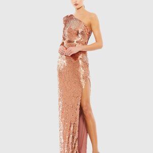 Mac Duggal Size 0 Copper 10788 Sequined Maxi Formal Evening Dress Prom Gown New
